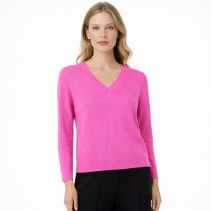 C by Bloomingdale's Women's V-Neck Cashmere Sweater  FLAMINGO PINK color Small‎